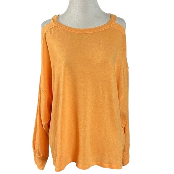 Free People Chill Out Cold Shoulder Tee Top in Tangerine Orange Slouchy Summer S - Picture 8 of 15